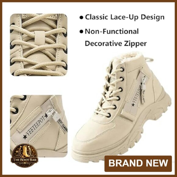 Women's Waterproof Snow Boots with Fur Lining Anti-Slip Winter Ankle Boots - Picture 7 of 8